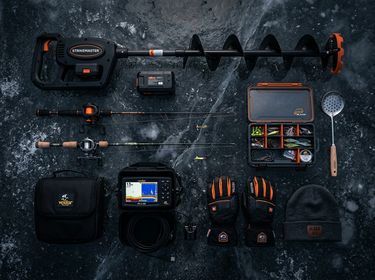 Premium ice fishing equipment collection